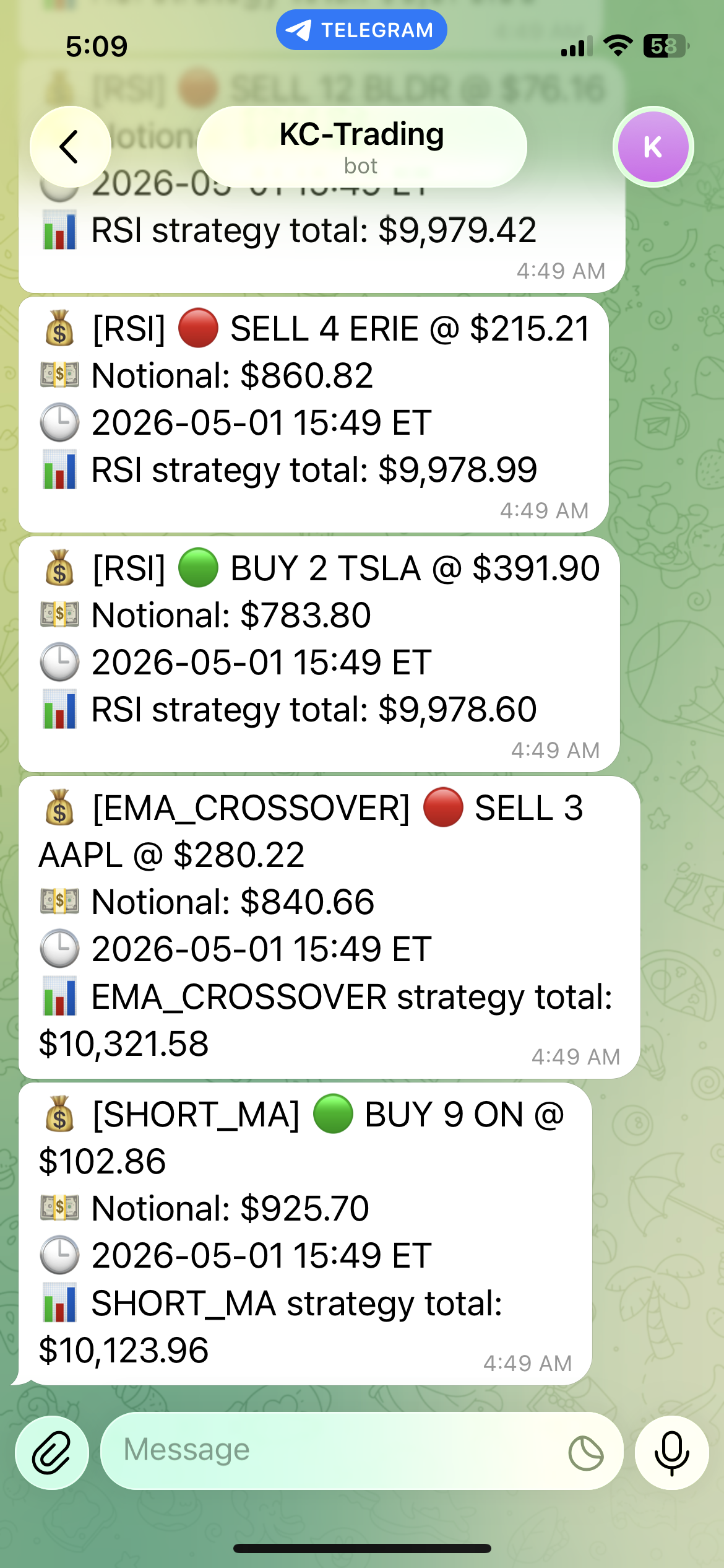 Alpaca Trading Bot Telegram bot trade alerts